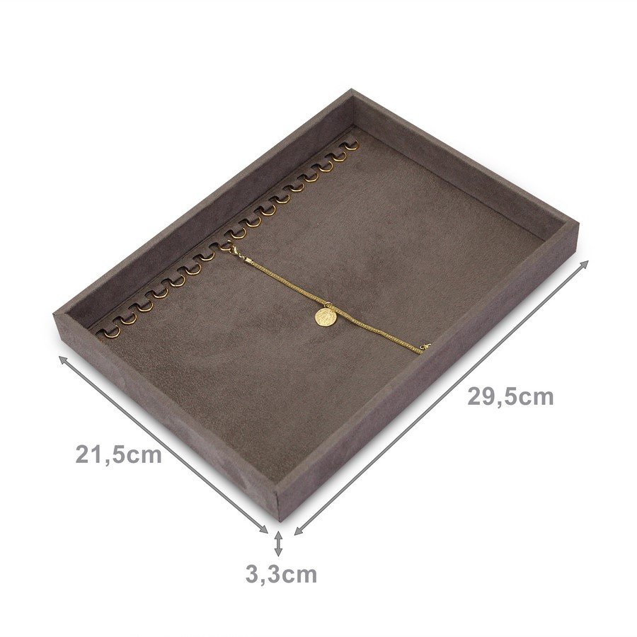 Bandeja Média Expositora para Pulseiras - 21,5x29,5x3,3 cm. Suede Marrom