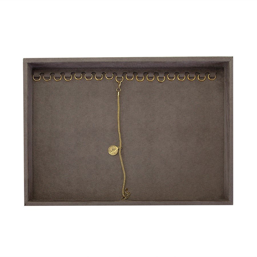 Bandeja Média Expositora para Pulseiras - 21,5x29,5x3,3 cm. Suede Marrom