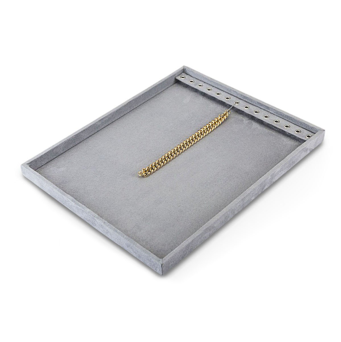 Bandeja Grande Expositora para Correntes - 29,5x36,5x2,3 cm. Suede Cinza