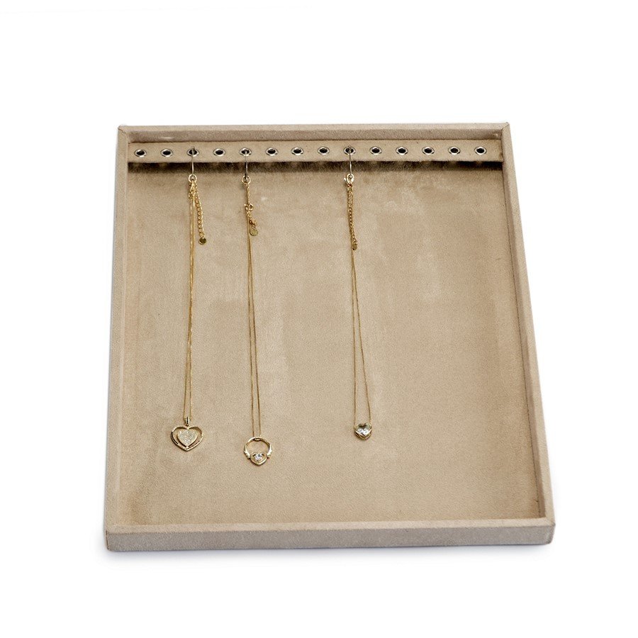 Bandeja Grande Expositora para Correntes - 29,5x36,5x2,3 cm. Suede Bege