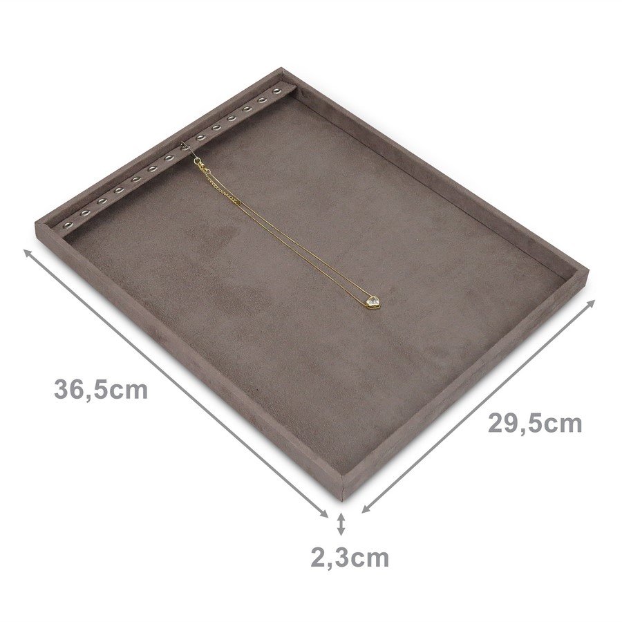 Bandeja Grande Expositora para Correntes - 29,5x36,5x2,3 cm. Suede Marrom
