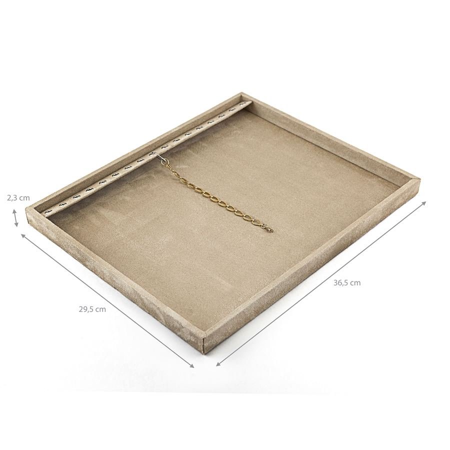 Bandeja Grande Expositora para Pulseiras - 29,5x36,5x2,3 cm. Suede Bege
