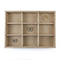 Bandeja Média Expositora para Joias - 21,5x29,5x3,3 cm. Suede Bege