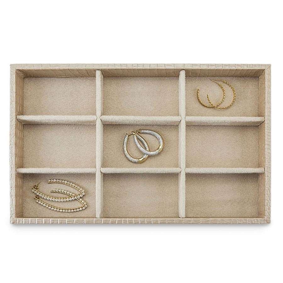 Bandeja Expositora para Joias - 18x28,5x3,3 cm. Creta Champagne - Suede Bege