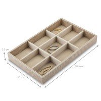 Bandeja Expositora para Joias - 18x28,5x3,3 cm. Creta Champagne - Suede Bege
