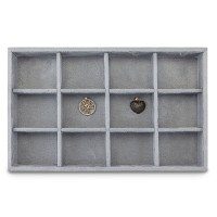 Bandeja Pequena Expositora para Joias - 18x28,5x3,3 cm. Suede Cinza