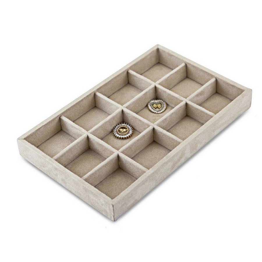 Bandeja Pequena 12 Espaços 18x28,5x3,3 cm Suede Bege