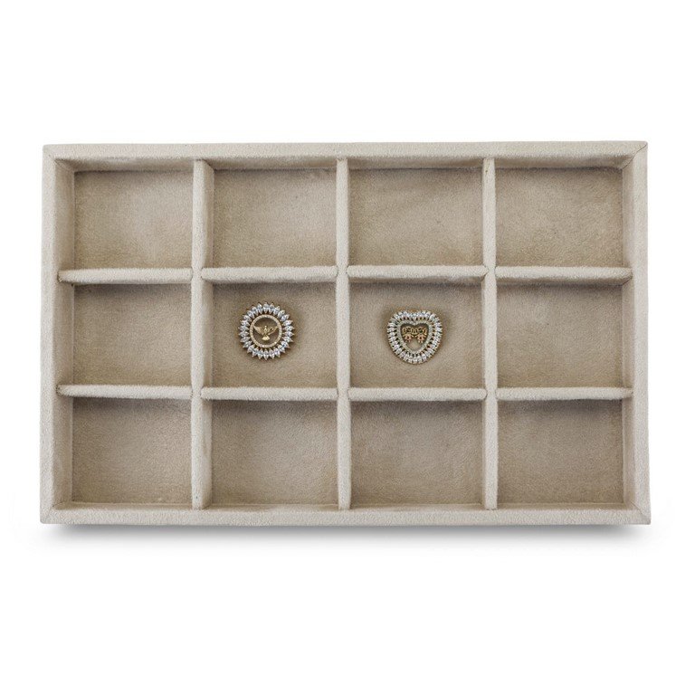 Bandeja Pequena 12 Espaços 18x28,5x3,3 cm Suede Bege