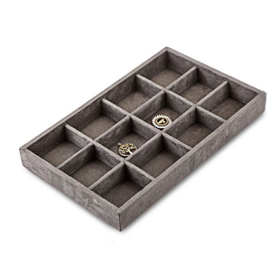 Bandeja Pequena 12 Espaços 18x28,5x3,3 cm Suede Marrom