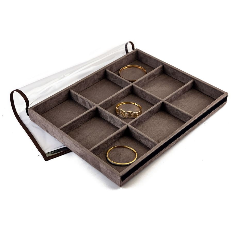 Bandeja Grande Expositora para Joias - 29,5x36,5x3,3 cm. Suede Marrom