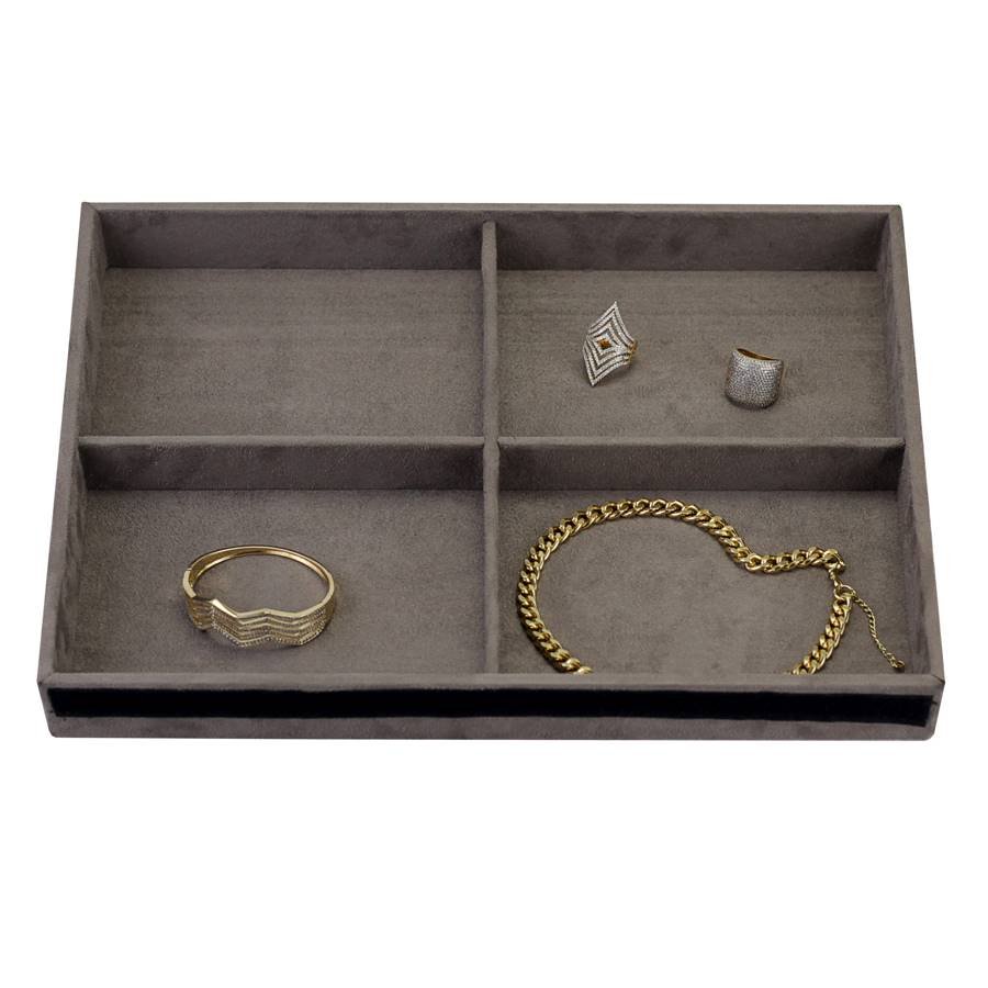 Bandeja Grande Expositora para Joias - 29,5x36,5x3,3 cm. Suede Marrom