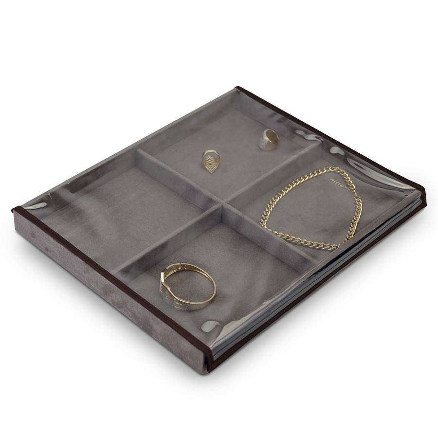 Bandeja Grande Expositora para Joias - 29,5x36,5x3,3 cm. Suede Marrom