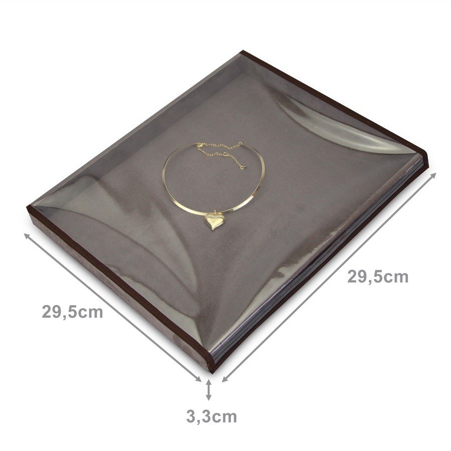 Bandeja Grande Expositora para Joias - 29,5x36,5x3,3 cm. Suede Marrom