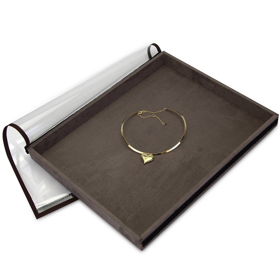 Bandeja Grande Expositora para Joias - 29,5x36,5x3,3 cm. Suede Marrom