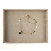 Bandeja Média Expositora para Joias - 21,5x29,5x2,3 cm. Suede Bege