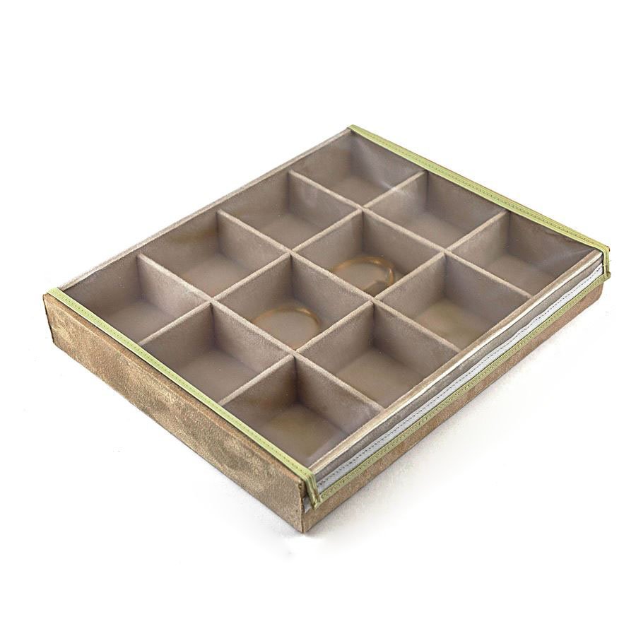 Bandeja Grande para Joias - 29,5x36,5x5 cm. Suede Bege