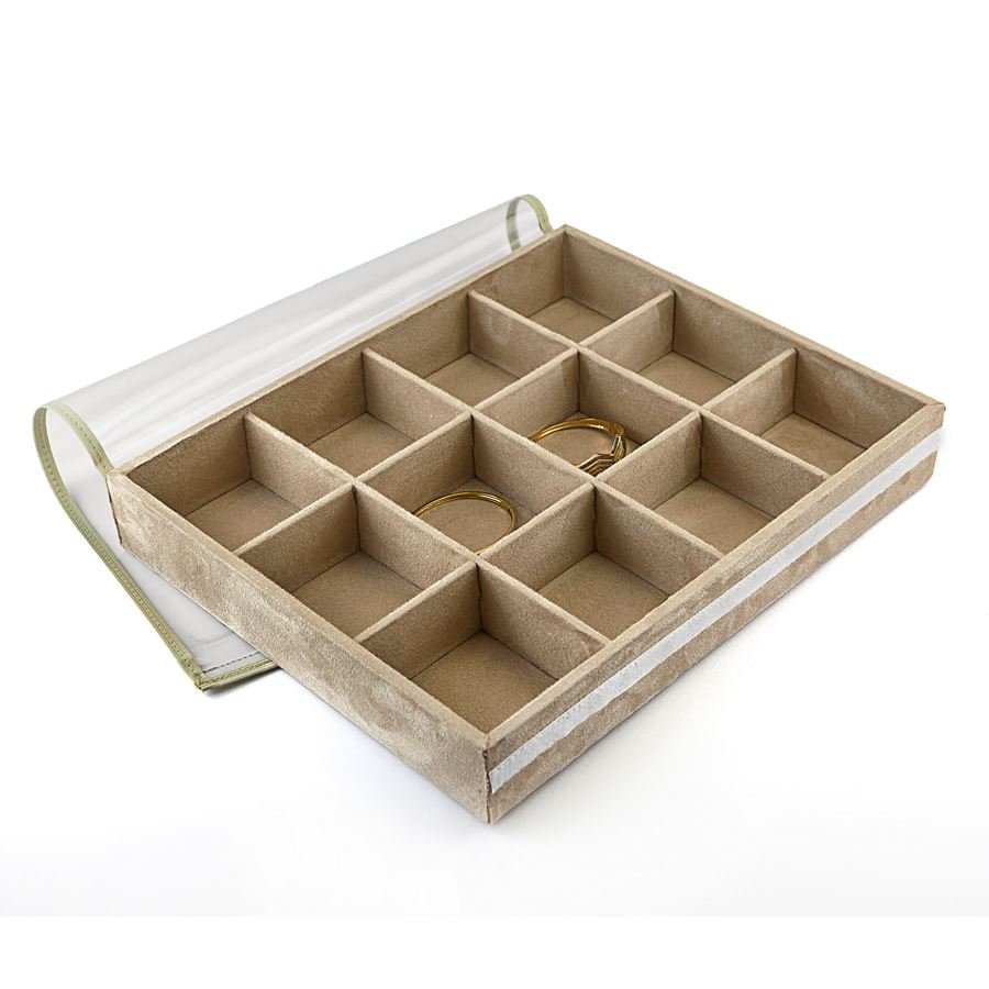 Bandeja Grande para Joias - 29,5x36,5x5 cm. Suede Bege