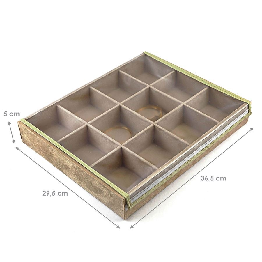 Bandeja Grande para Joias - 29,5x36,5x5 cm. Suede Bege