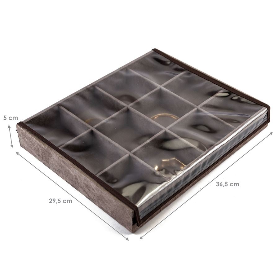 Bandeja Grande para Joias - 29,5x36,5x5 cm. Suede Marrom