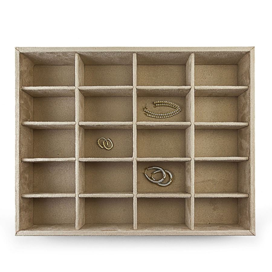 Bandeja Grande Expositora para Joias - 29,5x36,5x5 cm. Suede Bege