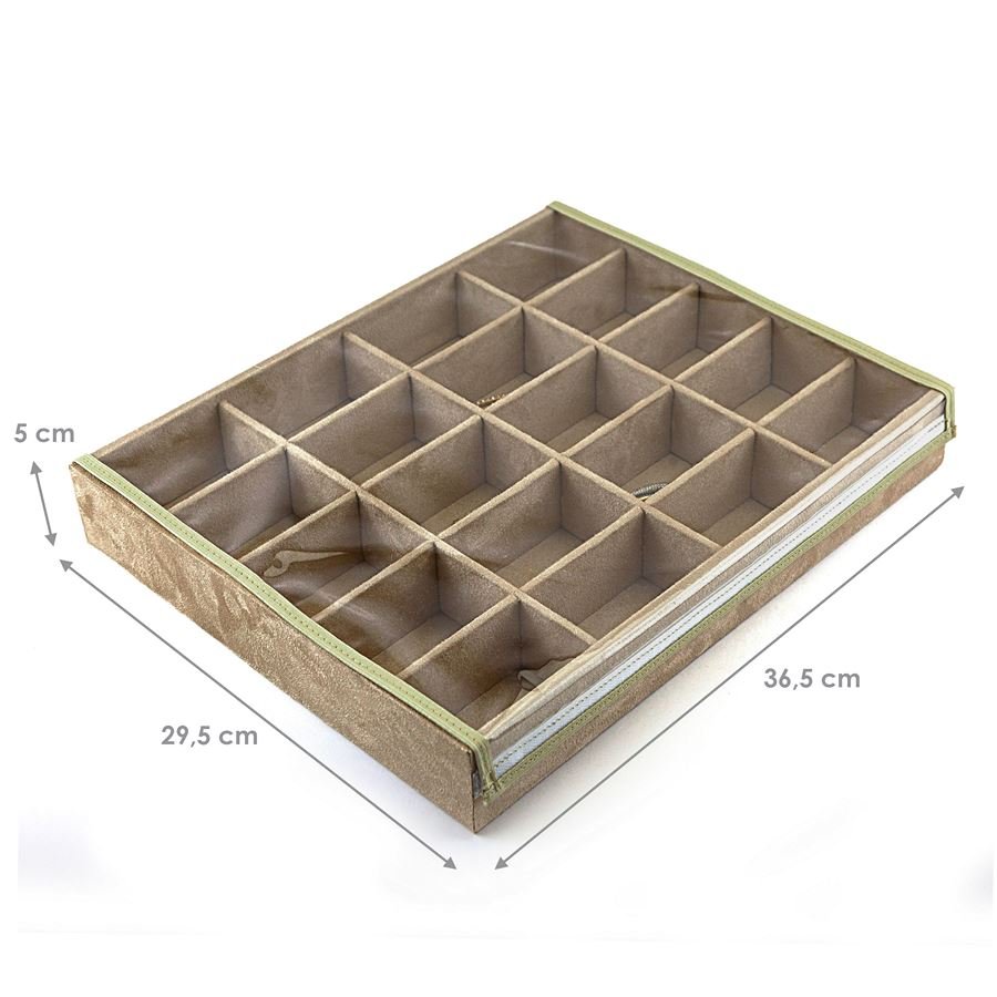 Bandeja Grande Expositora para Joias - 29,5x36,5x5 cm. Suede Bege