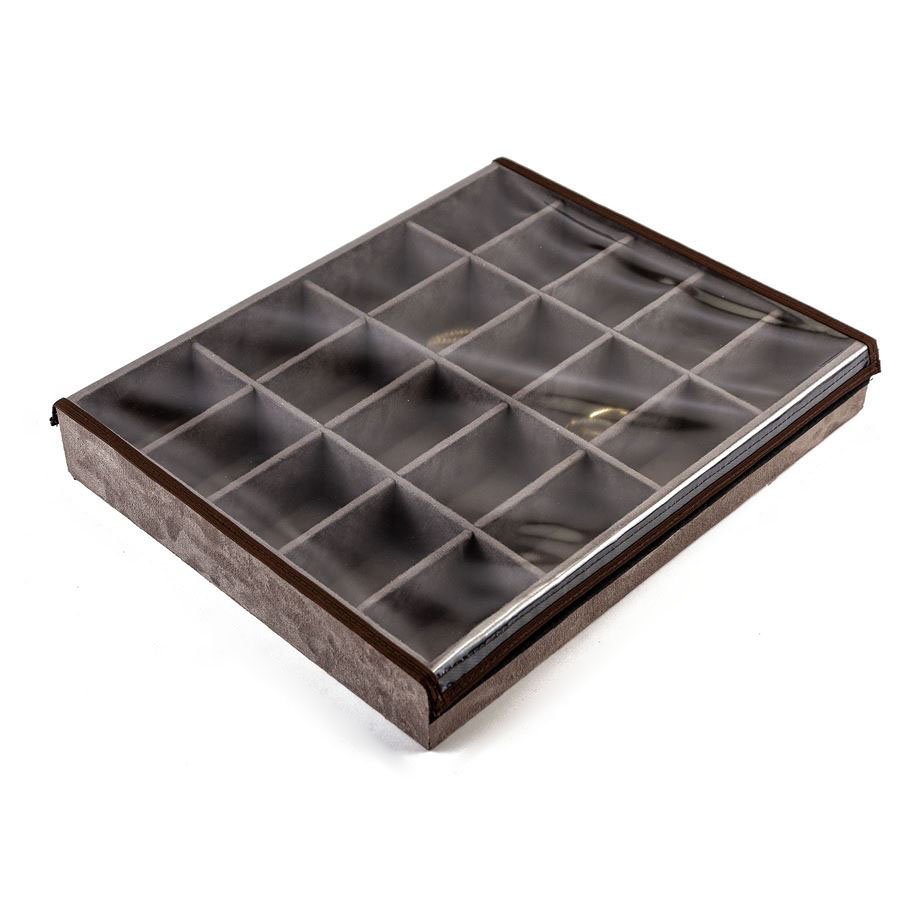 Bandeja Grande Expositora para Joias - 29,5x36,5x5 cm. Suede Marrom