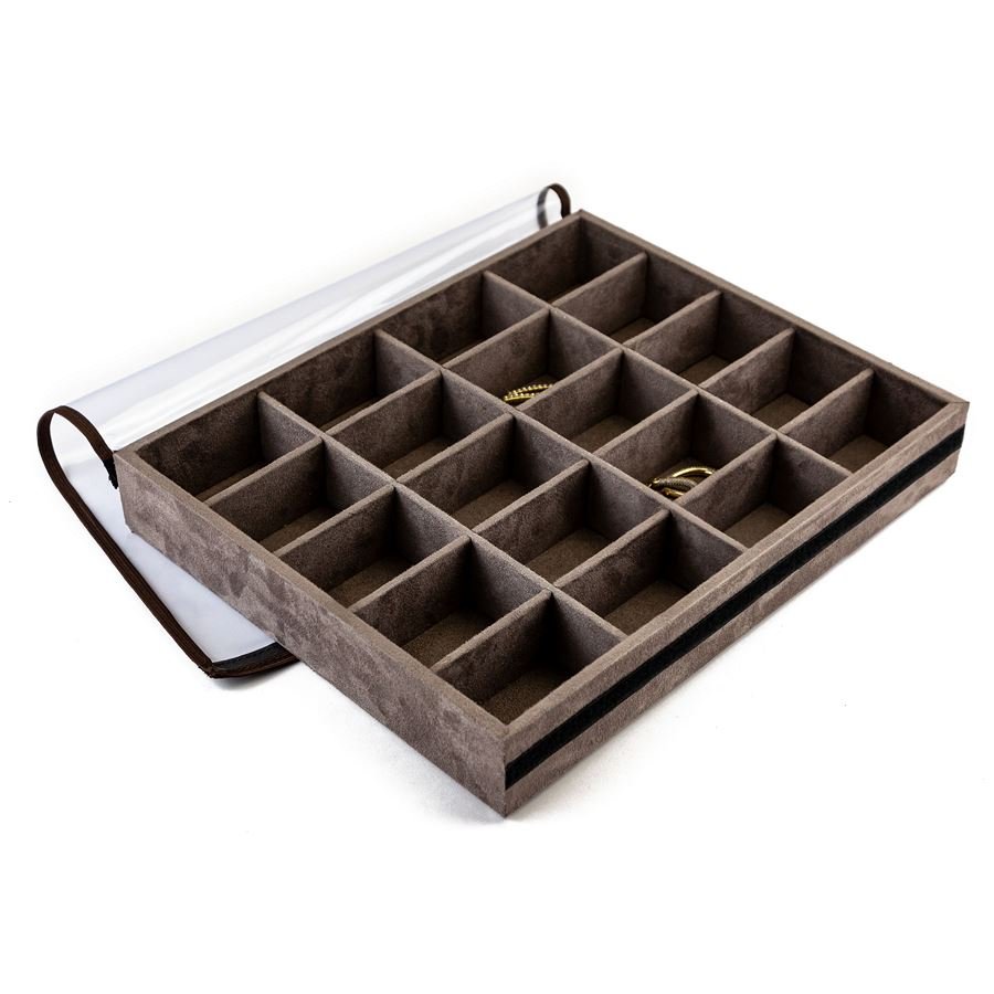 Bandeja Grande Expositora para Joias - 29,5x36,5x5 cm. Suede Marrom