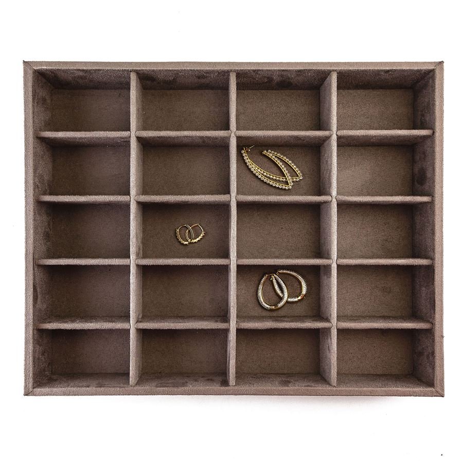 Bandeja Grande Expositora para Joias - 29,5x36,5x5 cm. Suede Marrom