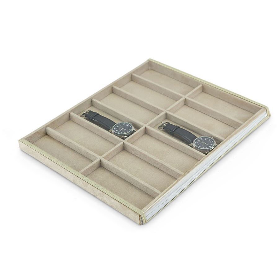Bandeja Grande Expositora para Relógios - 29,5x36,5x2,3 cm. Suede Bege