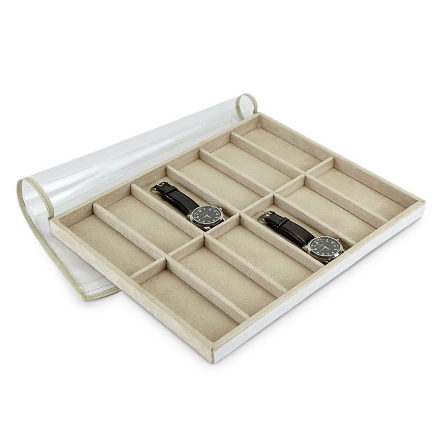 Bandeja Grande Expositora para Relógios - 29,5x36,5x2,3 cm. Suede Bege