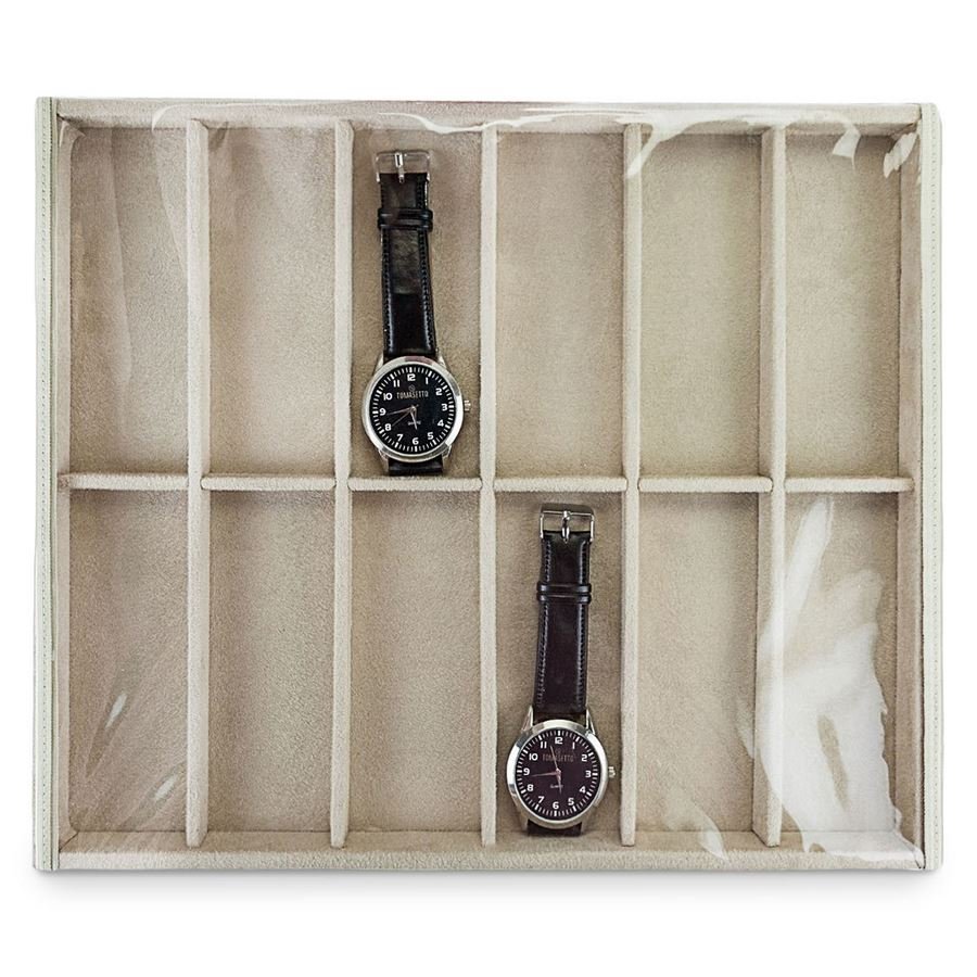 Bandeja Grande Expositora para Relógios - 29,5x36,5x2,3 cm. Suede Bege