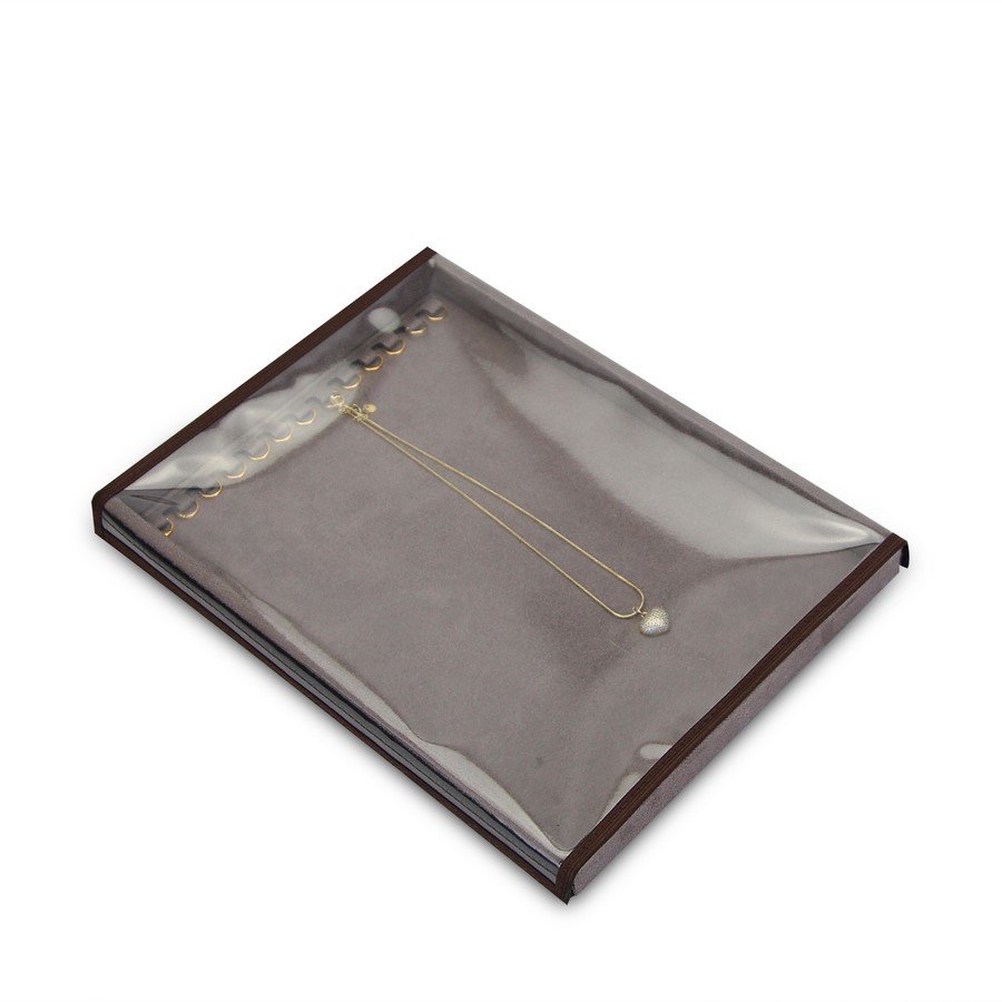 Bandeja Média Expositora para Correntes - 21,5x29,5x2,3 cm. Suede Marrom