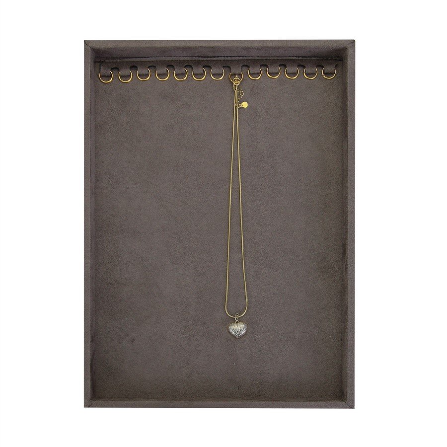 Bandeja Média Expositora para Correntes - 21,5x29,5x2,3 cm. Suede Marrom