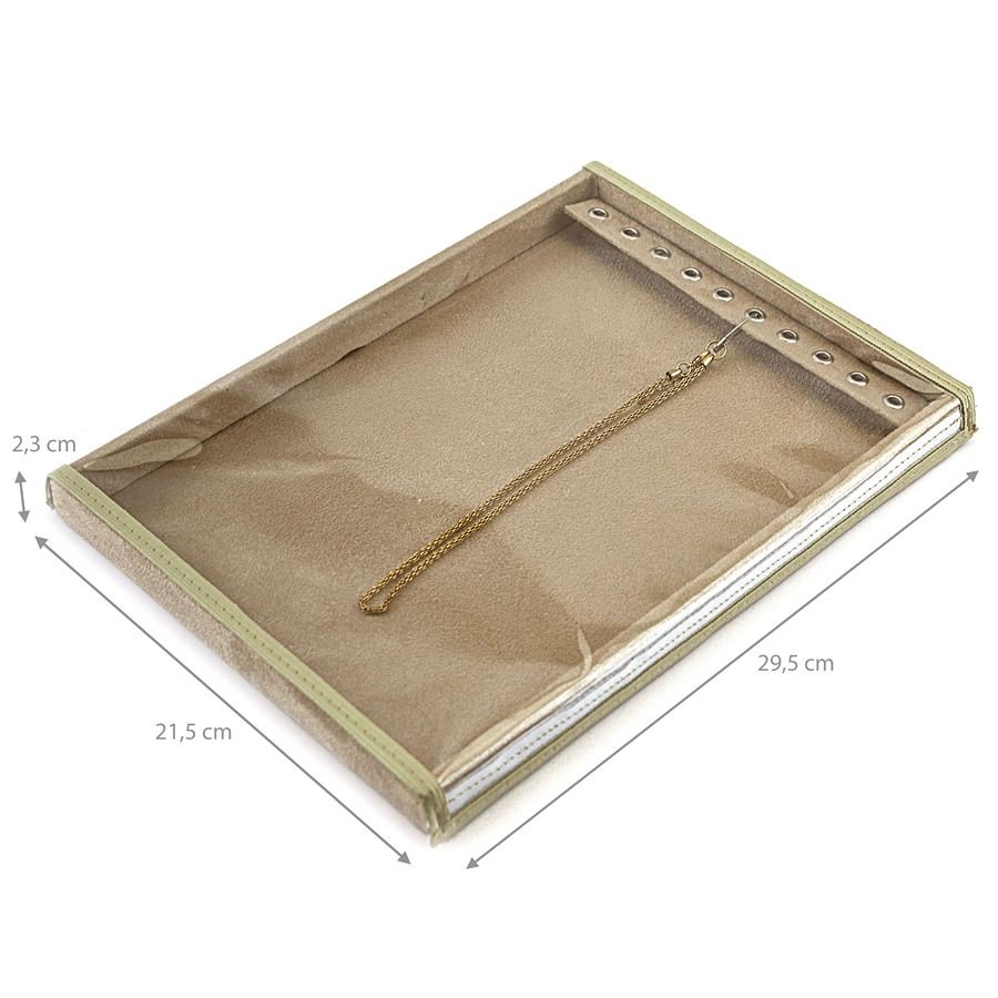 Bandeja Média Expositora para Correntes - 21,5x29,5x2,3 cm. Suede Bege