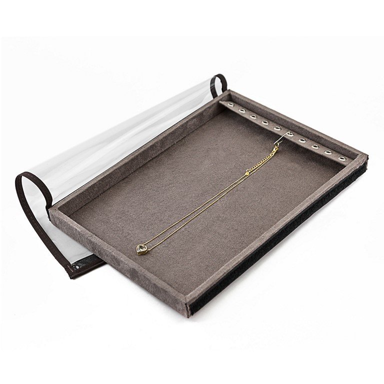 Bandeja Média Expositora para Correntes - 21,5x29,5x2,3 cm. Suede Marrom