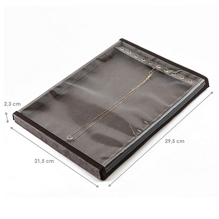 Bandeja Média Expositora para Correntes - 21,5x29,5x2,3 cm. Suede Marrom