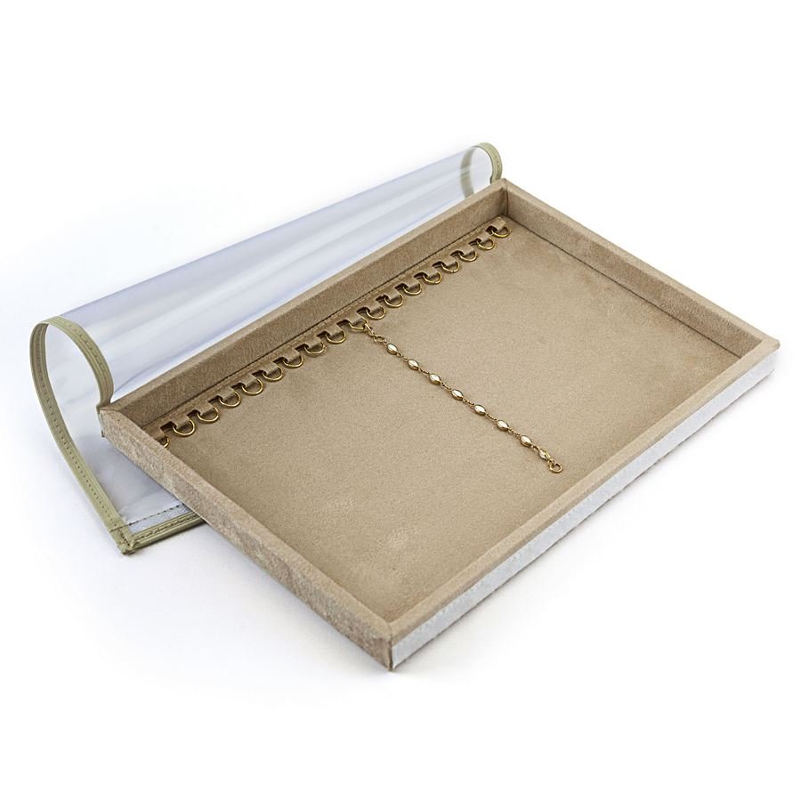 Bandeja Média Expositora para Pulseiras - 21,5x29,5x2,3 cm. Suede Bege