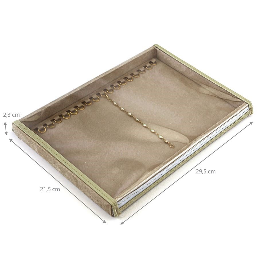 Bandeja Média Expositora para Pulseiras - 21,5x29,5x2,3 cm. Suede Bege