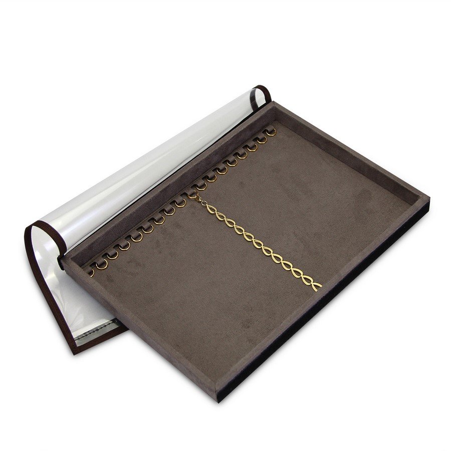 Bandeja Média Expositora para Pulseiras - 21,5x29,5x2,3 cm. Suede Marrom