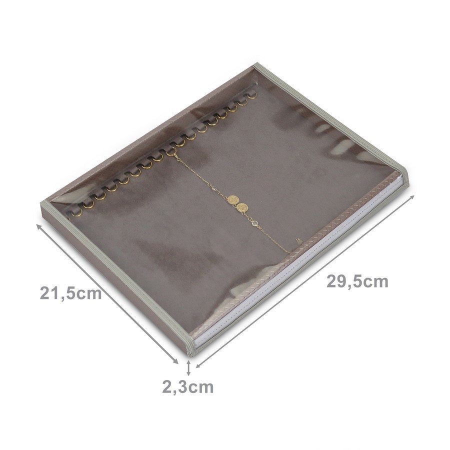 Bandeja Média Expositora para Pulseiras - 21,5x29,5x2,3 cm. Rodes Capuccino Metalizado - Suede Marrom