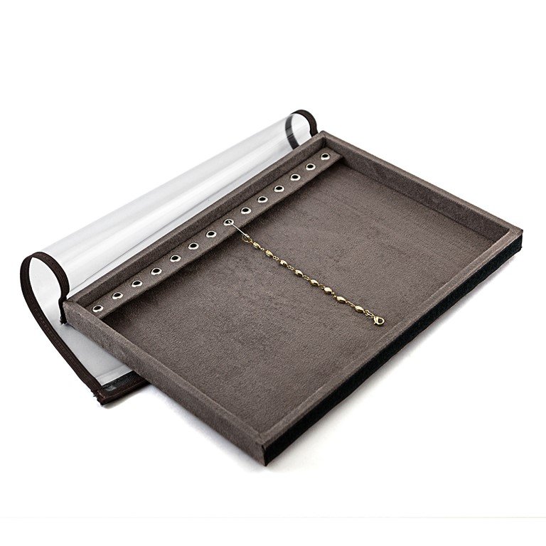 Bandeja Média Expositora para Pulseiras - 21,5x29,5x2,3 cm. Suede Marrom