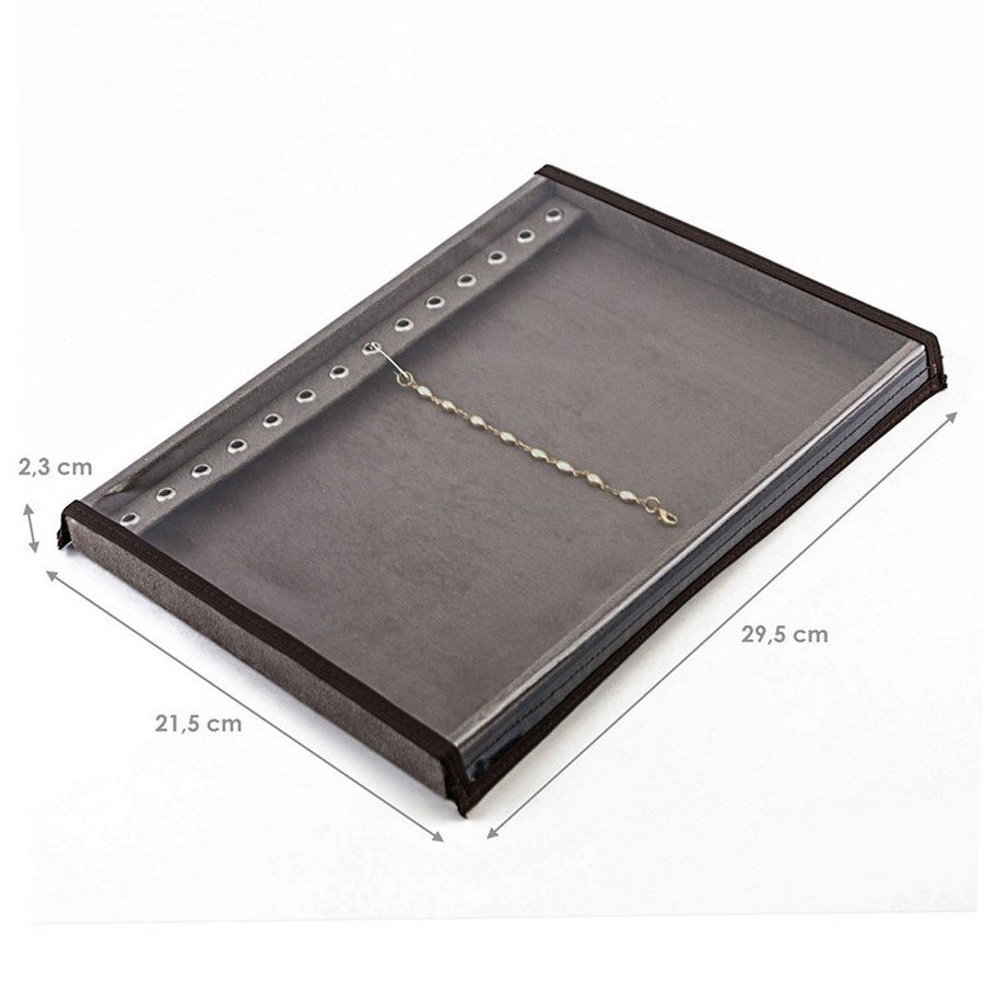 Bandeja Média Expositora para Pulseiras - 21,5x29,5x2,3 cm. Suede Marrom