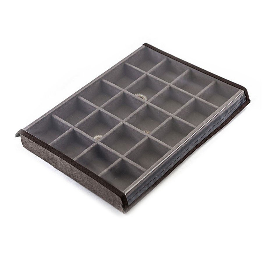 Bandeja Média Expositora para Joias - 21,5x29,5x3,3 cm. Suede Marrom