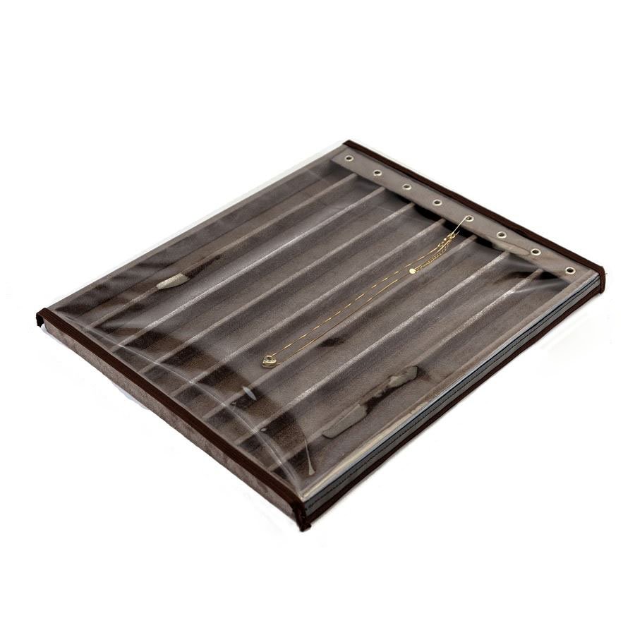 Bandeja Grande Expositora para Correntes - 29,5x36,5x2,3 cm. Suede Marrom