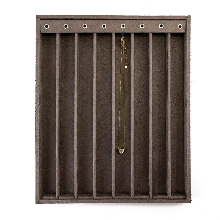 Bandeja Grande Expositora para Correntes - 29,5x36,5x2,3 cm. Suede Marrom
