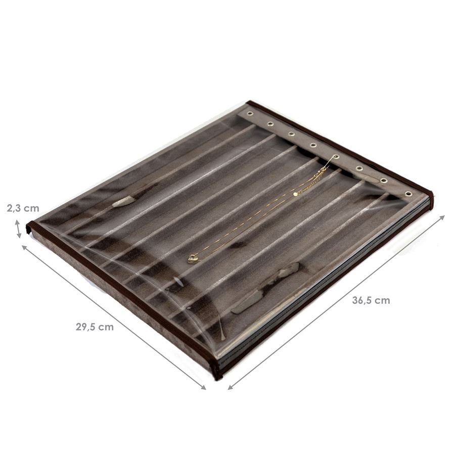 Bandeja Grande Expositora para Correntes - 29,5x36,5x2,3 cm. Suede Marrom