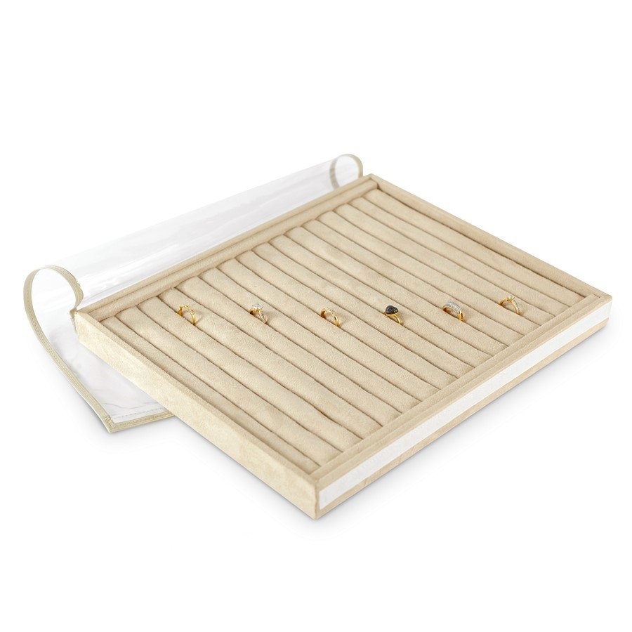 Bandeja Grande Expositora para Anéis - 29,5x36,5x3,3 cm. Suede Bege
