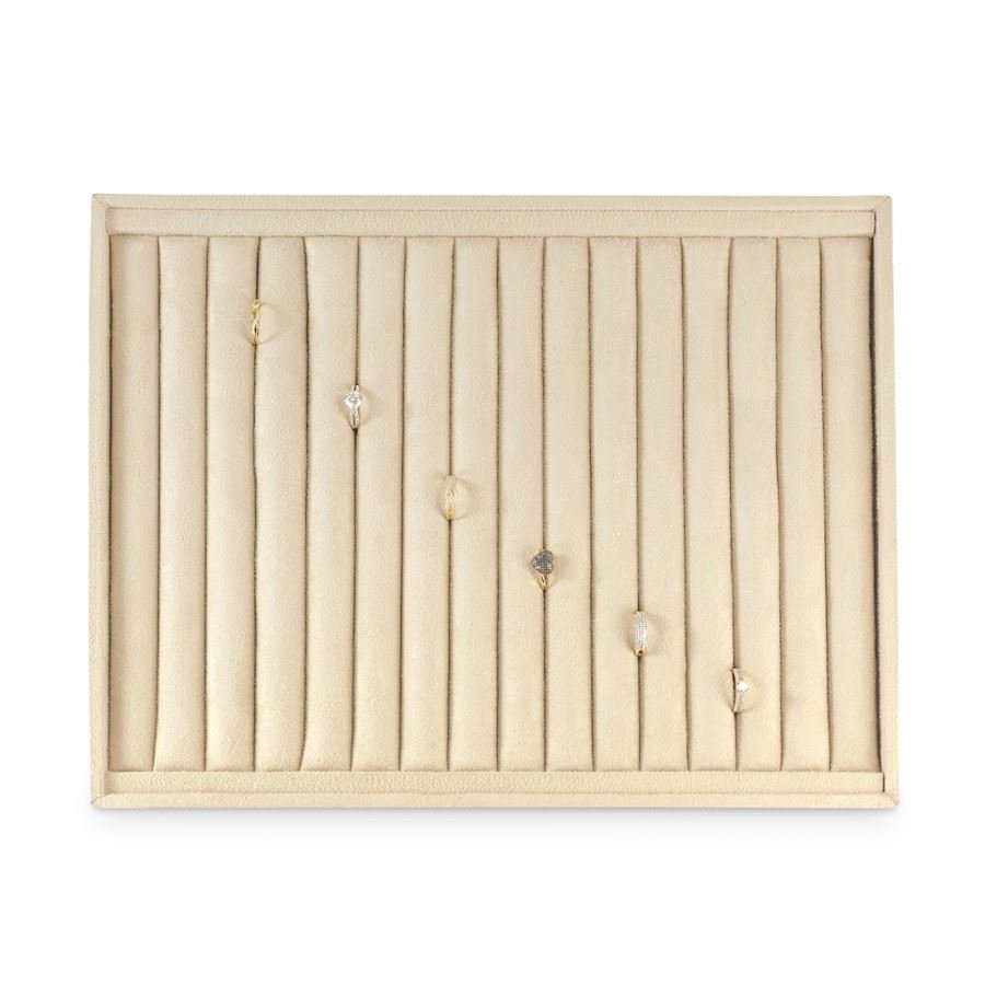Bandeja Grande Expositora para Anéis - 29,5x36,5x3,3 cm. Suede Bege