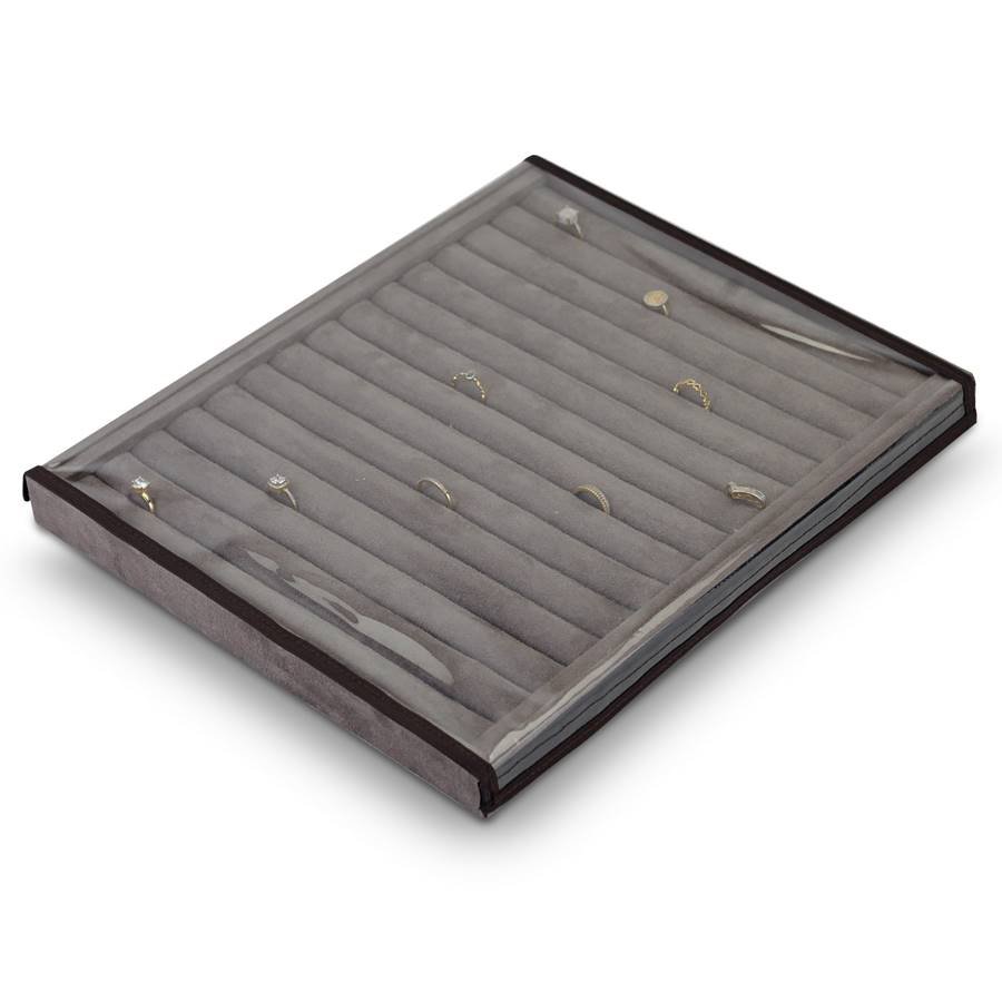 Bandeja Grande Expositora para Anéis - 29,5x36,5x3,3 cm. Suede Marrom