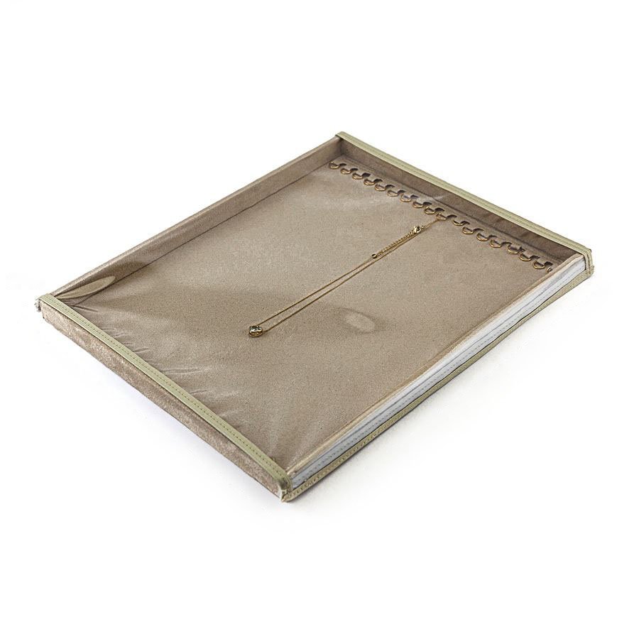 Bandeja Grande Expositora para Correntes - 29,5x36,5x2,3 cm. Suede Bege